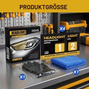 Headlight Restoration Kit Removes Yellowing & Oxidation with 4 Cloths & Gloves - Img 2