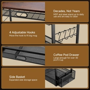Organizator Stație de Cafea pe 3 Niveluri cu Sertar pentru Capsule - Img 3