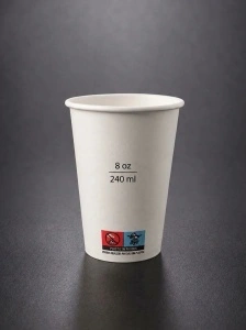 Pahare din carton 8oz(240 ml), Albe - 50buc/set