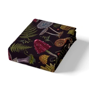 Set Husă de Pilotă Single (135x200 cm), Microfibră, Imprimeu Vibrant Botanical & Ciuperci - Img 3