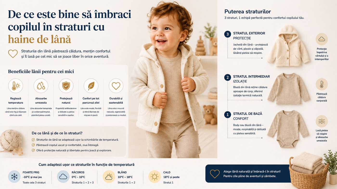 De ce sa ne imbracam copilul in straturi,folosind haine din lana.