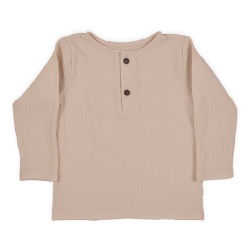 Bluză copii din muselină din bumbac 100% Per Bambini, Culoare Beige - Img 2