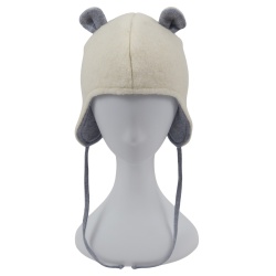 Caciula copii din lana fleece culoare ivory.