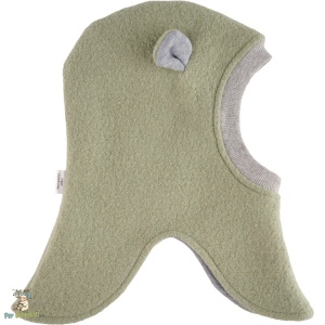 Cagula Per Bambini pentru copii,acopera complet capul gatul si umerii,cu urechi pe lateral,banda din patent imprejurul fetei,captusita cu bumbac moale,culoare dusty green