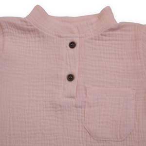 Compleu din Muselină pentru Copii, 100% Bumbac, Culoare Pink - Img 3