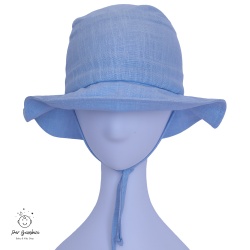 Palarie copii din in prespalat,Culoare Blue