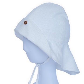 Palarie din in cu protectie pentru umeri din in culoare alb