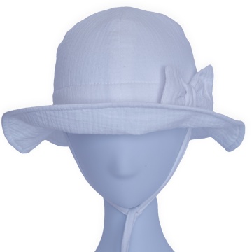 Palarie din muselina de bumbac,Culoare Alb