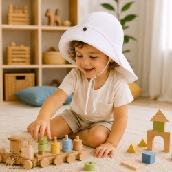 Palarie din Muselină pentru Copii (100% Bumbac) – Culoare Alb ,Per Bambini
