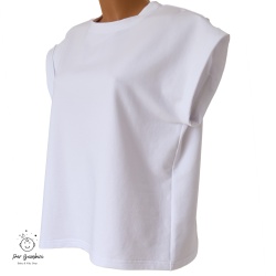 Lateral bluza cu maneca scurta din bumbac.