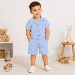 Compleu din in pentru copii,Culoare Blue