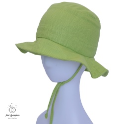 Pălărie de soare din in verde fistic pentru copii și bebeluși Per Bambini