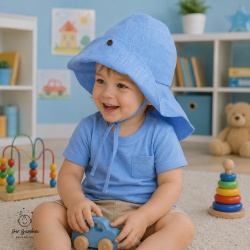 Palarie de soare pentru copii din in prespalat,Culoare Blue