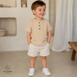 Bluză Copii din Muselină din Bumbac 100% ,Culoare Beige