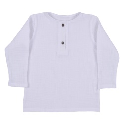 Bluză copii din muselină din bumbac 100% Per Bambini, Culoare Alb - Img 2