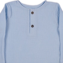 Bluză copii din muselină din bumbac 100% Per Bambini, Culoare Blue - Img 3