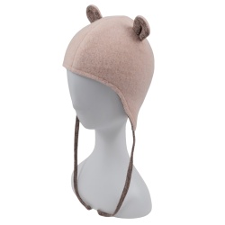 Profil caciula copii din lana fleece culoare pink.