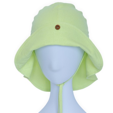 Palarie din in cu protectie pentru umeri din in culoare verde prazuliu