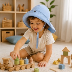 Palarie din Muselină pentru Copii (100% Bumbac) – Culoare Blue ,Per Bambini