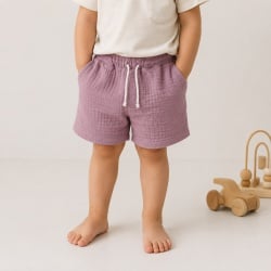 Pantalon Scurt Muselina Bumbac Organic, Culoare Lila