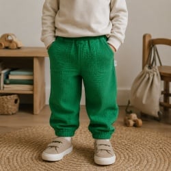 Pantaloni din Muselină pentru Copii ,Culoare Verde