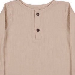 Bluză copii din muselină din bumbac 100% Per Bambini, Culoare Beige - Img 3