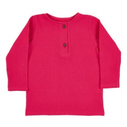 Bluză copii din muselină din bumbac 100% Per Bambini, Culoare Fucsia - Img 2