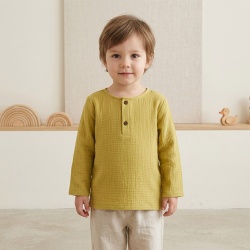 Bluză copii din muselină din bumbac 100% Per Bambini, Culoare Verde Praz