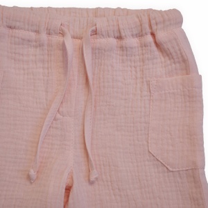 Compleu din Muselină pentru Copii, 100% Bumbac, Culoare Pink - Img 4