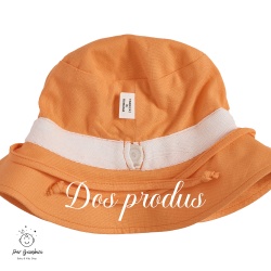 Detaliu Pălărie de soare din in orange pentru copii și bebeluși Per Bambini