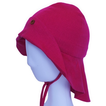 Palarie din in cu protectie pentru umeri din in culoare fucsia