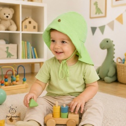 Palarie de soare pentru copii din in prespalat,Culoare Verde Prazuliu