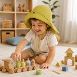 Palarie din Muselină pentru Copii (100% Bumbac) – Culoare Verde Praz ,Per Bambini