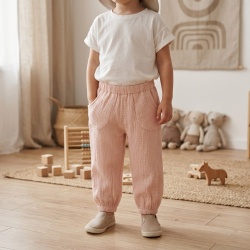 Pantaloni din Muselină pentru Copii ,Culoare Pink