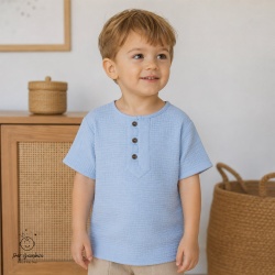 Bluză Copii din Muselină din Bumbac 100% ,Culoare Blue