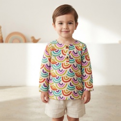 Bluză copii din muselină din bumbac 100% Per Bambini, Culoare Curcubeu