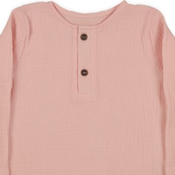 Bluză copii din muselină din bumbac 100% Per Bambini, Culoare Pink - Img 3