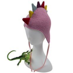Căciulă Dino din Lână Fiartă Dublată cu Bumbac Organic ,Culoare Old Pink