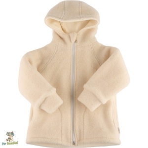 Jacheta din lana merino fleece,Culoare Ivory