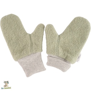 Mănuși pentru copii din lână fiartă, Culoare Dusty Green