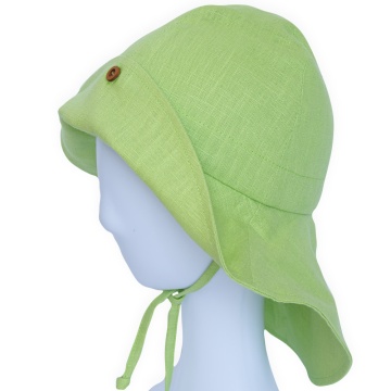 Palarie din in cu protectie pentru umeri din in culoare verde fistic