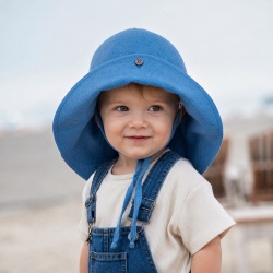 Palarie din Muselină pentru Copii (100% Bumbac) – Culoare Albastru,Per Bambini