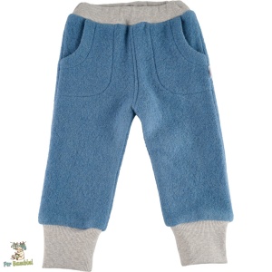 Pantaloni pentru copii din lână fiartă, Culoare Blue