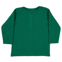 Bluză copii din muselină din bumbac 100% Per Bambini, Culoare Verde - Img 2