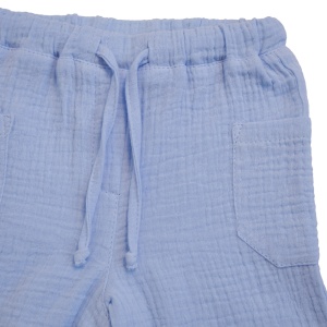 Compleu din Muselină pentru Copii, 100% Bumbac, Culoare Blue - Img 4