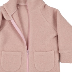 Detaliu jacheta copii din lana fleece culoare pink brand Per Bambini