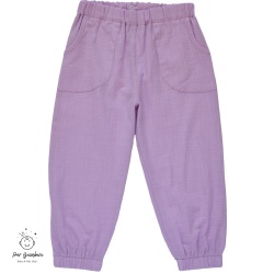 Pantaloni din panza de bumbac culoare lila,cu buzunare frontale,croiala lejera.