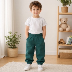 Pantaloni din Pânză de Bumbac 100% pentru Copii ,Culoare Verde Kaki