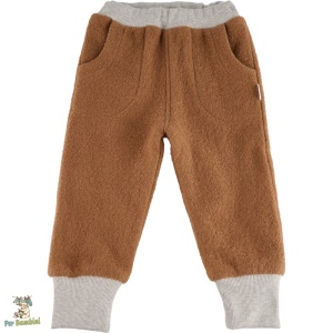 Pantaloni pentru copii din lână fiartă, Culoare Camel