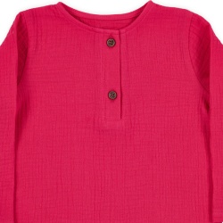 Bluză copii din muselină din bumbac 100% Per Bambini, Culoare Fucsia - Img 3